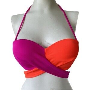 Victoria's Secret PINK Color Block Neon Wrap Around Push Up Bikini Top NWT XS